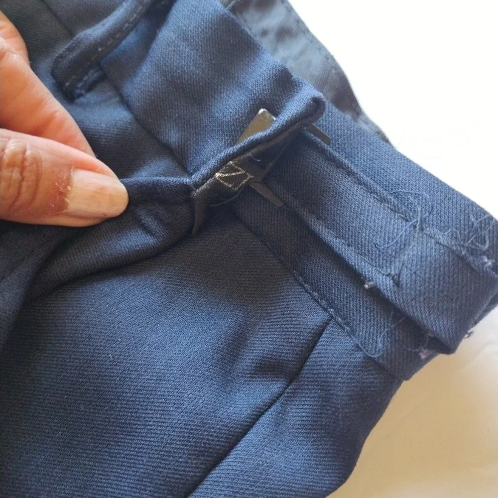 Tazio Pants Boy 18 Navy Casual Dress Pants Formal Flat Front Party Casual Pocket
